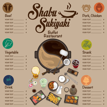 menu shabu sukiyaki restaurant template design graphic objects