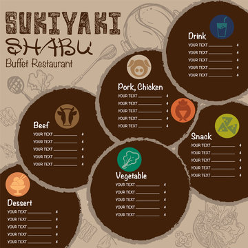 menu shabu sukiyaki restaurant template design graphic objects