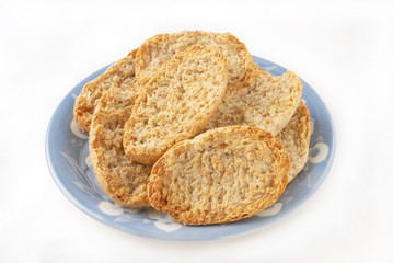 Wheat crackers on a white background        