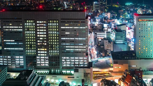 Time-lapse of elevators and traffic in Shibuya, Tokyo