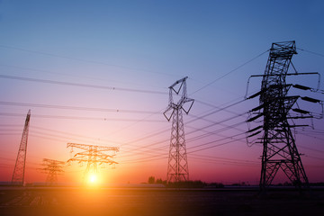 Fototapeta premium High voltage electric tower line