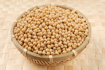 Soy beans in bamboo basket 