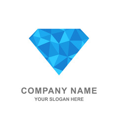 Blue Diamond Polygon Style Gemstone Jewelry Logo Vector Illustration