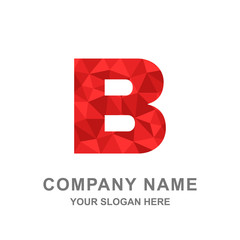 Red Letter B Polygonal Style Geometric Alphabet Logo Vector Illustration