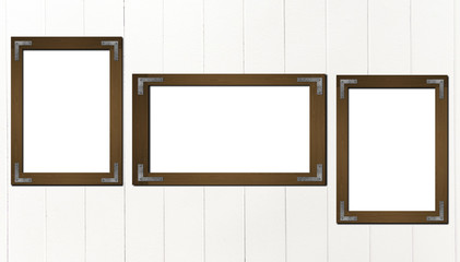set of brown picture frames