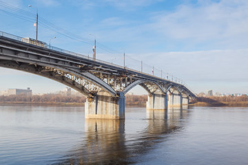 Fototapeta na wymiar Transport bridge in Nizhny Novgorod, Russia