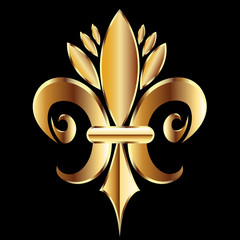 Fleur De Lis. New Orleans golden symbol flower logo icon vector image template © glopphy