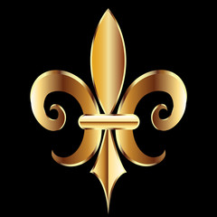 Fleur De Lis. New Orleans golden symbol flower logo icon vector image template © glopphy