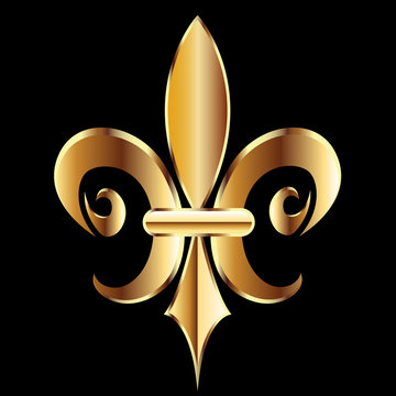 Fleur De Lis. New Orleans Golden Symbol Flower Logo 