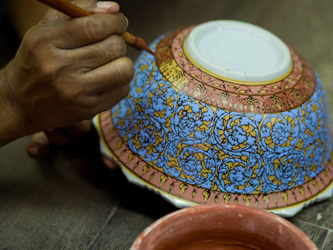 A traditional Thai Benjarong, ceramic, Thailand