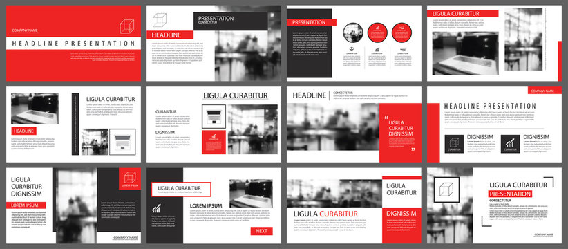 Red presentation templates and infographics elements background. Use for business annual report, flyer, corporate marketing, leaflet, advertising, brochure, modern style.