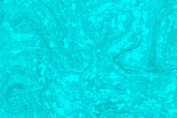 Suminagashi marble texture hand painted with cyan ink. Digital paper 1205 performed in traditional japanese suminagashi floating ink technique. Mind-blowing liquid abstract background.