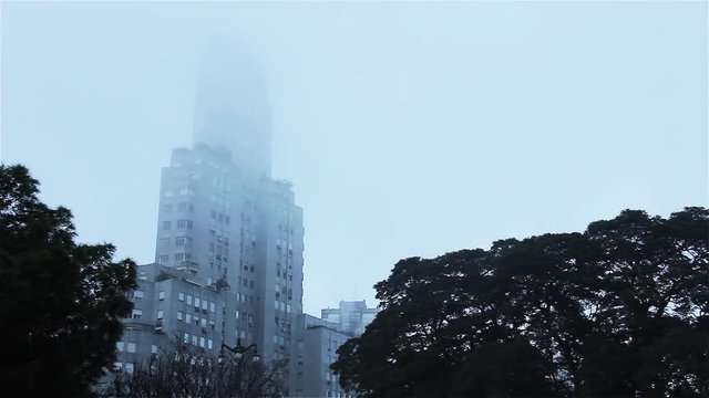 The Kavanagh Building in the fog. Buenos Aires, Argentina. 