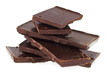 Chocolate bars over white background