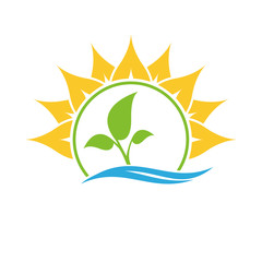 Leaf logo. Color tree logo. Leaf and sea icon. 