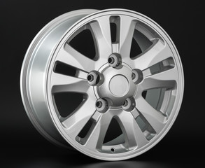 Obraz premium Aluminum metal wheel rim texture. Car alloy wheel, isolated on black background