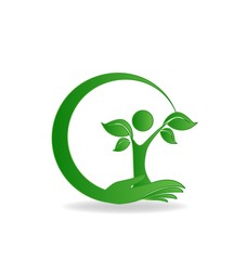 Health nature hand care tree logo vector