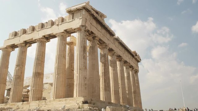 slow tilt up shot of the parthenon at the acropolis in athens greece