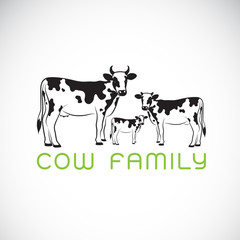 Vector of cows family on white background. Farm. Animal. Easy editable layered vector illustration.