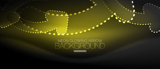 Obraz premium Neon techno arrow, digital abstract background