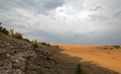 Sunset on Tillett Ridge overlooking Teacup Canyon in the Pryor Mountains in Montana United States