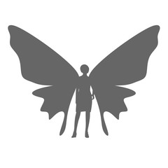 Butterfly silhouette with the body of a young woman