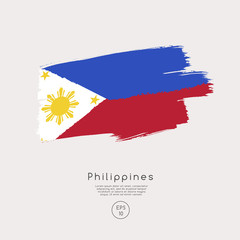 Flag of Philippines in Grunge Brush Stroke : Vector Illustration
