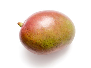 Ripe mango fruit on a white background