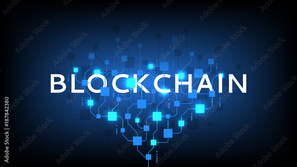 Poster abstract blockchain concept banner. modern concept of digital technology in the shape of block chain