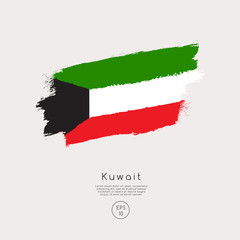 Flag of Kuwait in Grunge Brush Stroke : Vector Illustration
