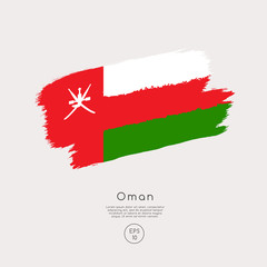 Flag of Oman in Grunge Brush Stroke : Vector Illustration
