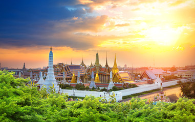 The beautiful of  Wat Phra Kaew or Wat Phra Si Rattana Satsadaram at twilight,This is an important...