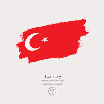 Flag of Turkey in Grunge Brush Stroke : Vector Illustration