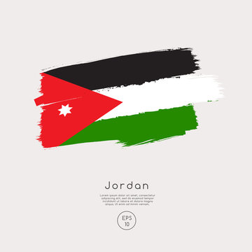 Flag of Jordan in Grunge Brush Stroke : Vector Illustration