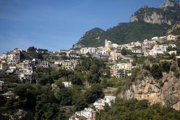 Fototapeta premium Panorama of Positano with houses climbing up the hill, Campania, Italy