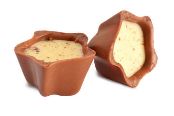 Praline chocolate isolated on white
