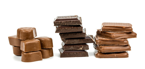 Chocolate collection on a white background