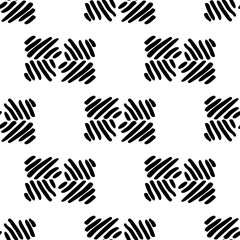 Black and White Seamless Ethnic Pattern. Vintage, Grunge, Abstract Tribal Background for Textile Design, Wallpaper, Surface Textures, Wrapping Paper