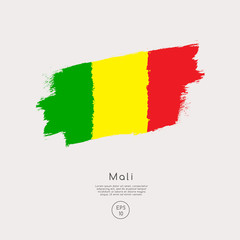 Flag of Mali in Grunge Brush Stroke : Vector Illustration