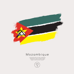 Flag of Mozambique in Grunge Brush Stroke : Vector Illustration
