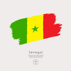 Flag of Senegal in Grunge Brush Stroke : Vector Illustration