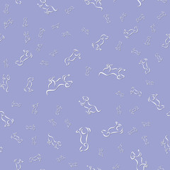 Seamless pattern with the image of the contours of the dog.