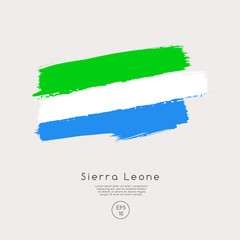 Flag of Sierra Leone in Grunge Brush Stroke : Vector Illustration