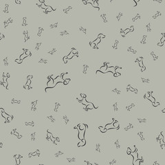 Fototapeta premium Seamless pattern with the image of the contours of the dog.