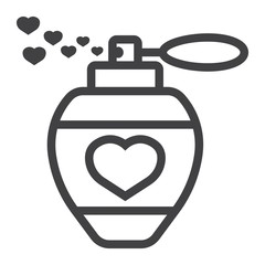 Love perfume with hearts line icon, valentines day and romantic, love sign vector graphics, a linear pattern on a white background, eps 10.