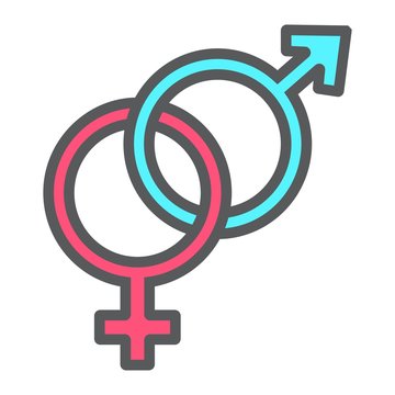 Heterosexual filled outline icon, valentines day and romantic, gender sign vector graphics, a colorful line pattern on a white background, eps 10.
