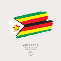 Flag of Zimbabwe in Grunge Brush Stroke : Vector Illustration