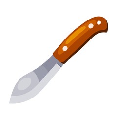 Color image of the knife. Vector illustration of a simple knife in Cartoon style on a white background.