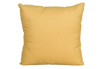 yellow cushion on white background, isolated