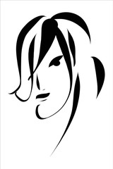  art sketching vector beautiful melancholy girl face symbols